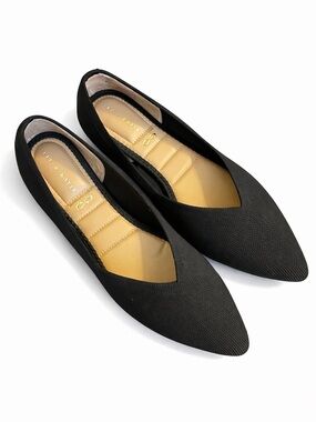 Kelly & Katie Pointed Toe Black Knit Woven Ballet Flats NEW 8